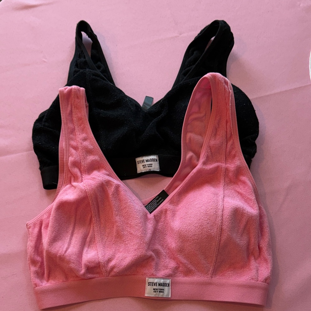 Steve Madden Black and Pink Bralette Duo